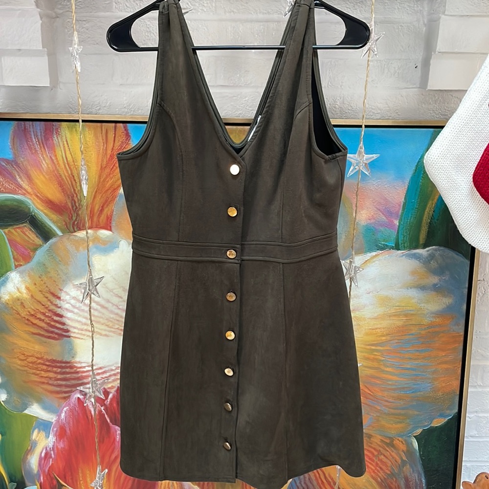 Suede Button Skater Dress